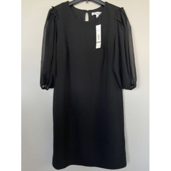 NEW Chetta B Women’s 3/4 Sleeves Midi Sheath Black Dress Size 12 - Picture 1 of 5